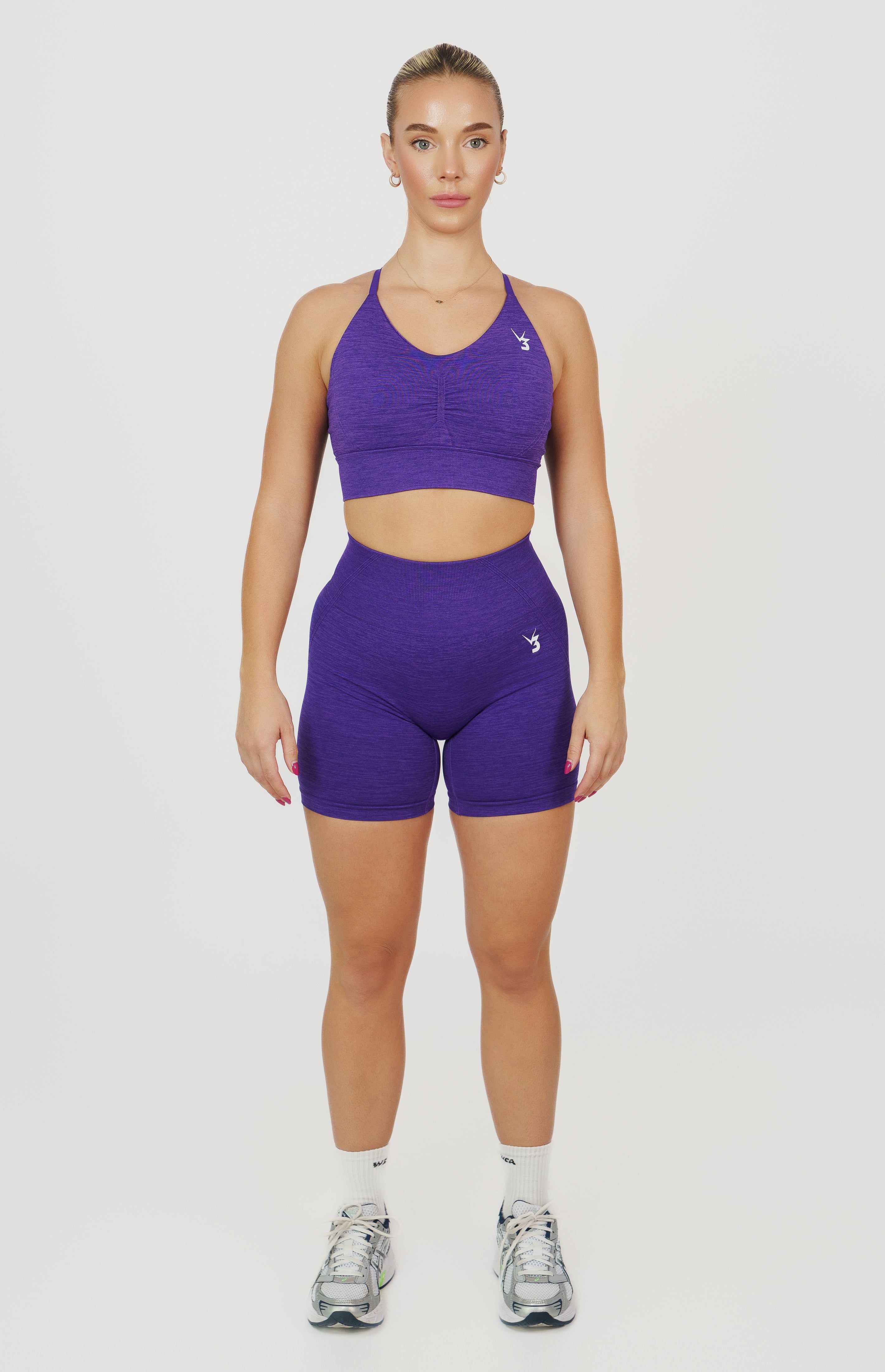 Tempo Seamless Scrunch Shorts & Multi-Way Sports Bra Set - Ultra Violet